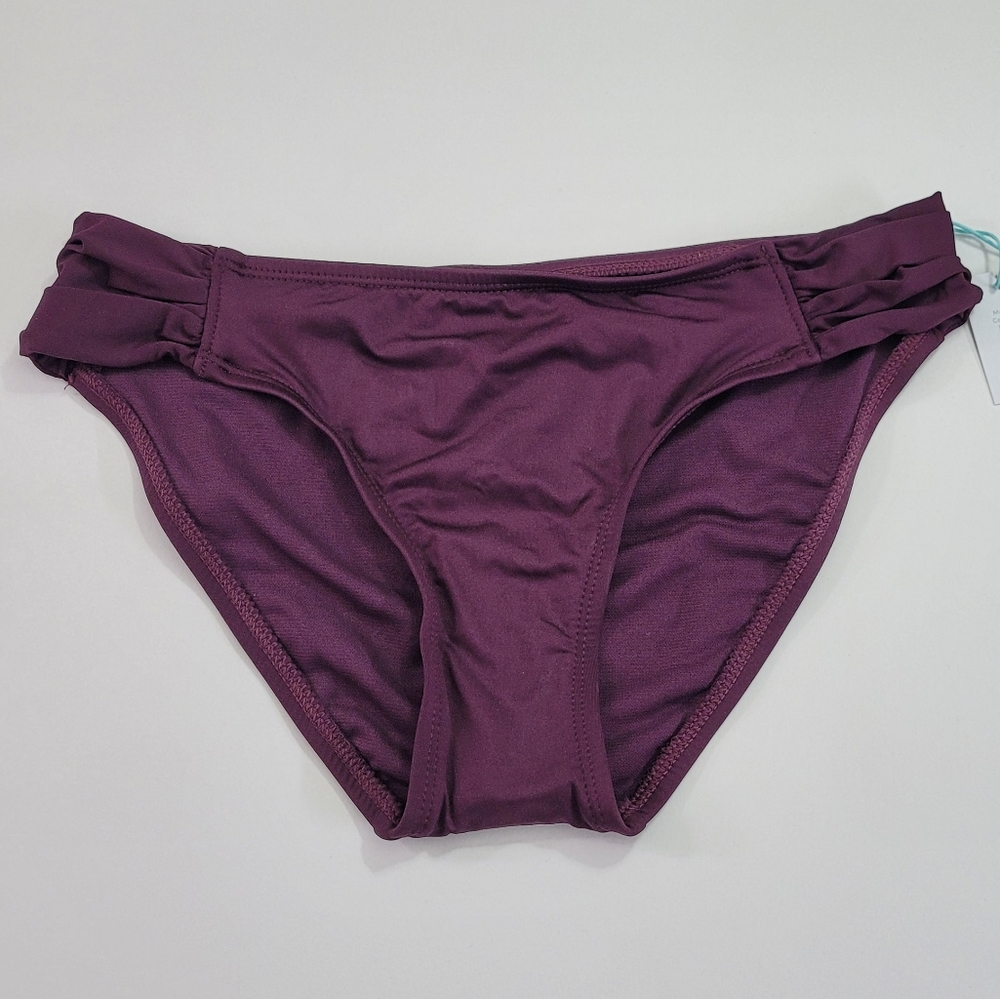 New! Kona Sol Burgundy Medium Coverage Hipster Bikini Swim Bottoms